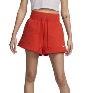 Nike Women's phoenix fleece knit shorts rust orange